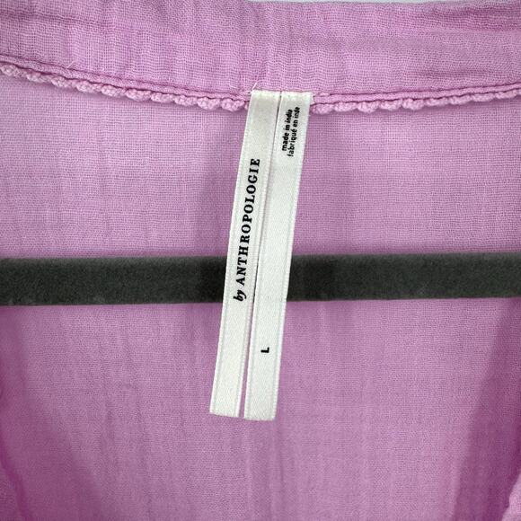 Anthropologie Kallie Gauzy Tiered Maxi Dress Size L Pink Oversized Flowy Cotton - Picture 8 of 9